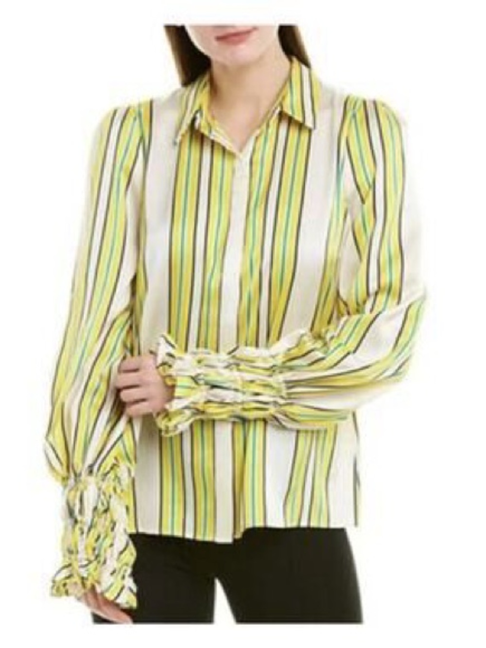 Alexis "Catina" Striped Satin Blouse Tuscan Stripe Yellow S